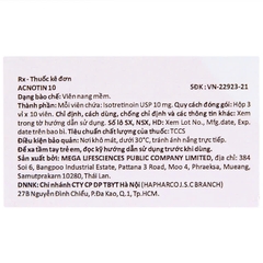 ACNOTIN 10 / THUỐC ĐIỀU TRỊ MỤN TRỨNG CÁ NẶNG 