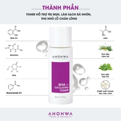 AHOHWA BHA 2% EXFOLIATING TONER / HỖ TRỢ TRỊ MỤN, LÀM SẠCH BÃ NHỜN, THU NHỎ LỖ CHÂN LÔNG 
