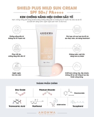 AHOHWA SPF 50+/PA++++ INTER CURE SHIELD PLUS MILD SUN CREAM / KEM CHỐNG NẮNG HIỆU CHỈNH SẮC TỐ - X5 BẢO VỆ 