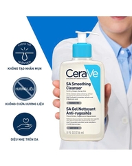 CERAVE SA SMOOTHING CLEANSER: Sữa Rửa Mặt Tẩy Tế Bào Chết Dịu Nhẹ Cho Làn Da Khô, Sần Sùi, Giảm Mụn Ẩn