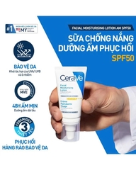 CeraVe Facial Moisturizing Lotion AM SPF 50: Sữa Dưỡng Ẩm Chống Nắng Phục Hồi Dành Cho Da