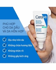 CeraVe Oil Control Moisturizing Gel-Cream: Kem Dưỡng Ẩm Kiểm Soát Dầu, Phục Hồi Hàng Rào Da Dành Cho Da Dầu Mụn