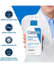CERAVE MOISTURISING LOTION: Sữa Dưỡng Ẩm Toàn Thân – Cấp Ẩm 24h & Phục Hồi Hàng Rào Bảo Vệ Da
