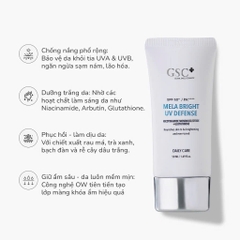 GSC MELA BRIGHT UV DEFENSE SPF 50+/ PA++++: Kem Chống Nắng Phổ Rộng - Dưỡng Sáng & Bảo Vệ Da Nám Toàn Diện