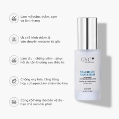 GSC MELA BRIGHT NIGHT SERUM: Tinh Chất Phục Hồi & Dưỡng Sáng, Mờ Nám Chuyên Sâu Ban Đêm