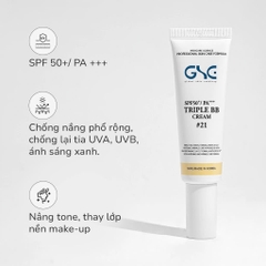GSC TRIPLE BB CREAM SPF 50+/PA+++: Kem Chống Nắng Nâng Tone 3 trong 1 - Trang Điểm, Bảo Vệ & Dưỡng Da Hoàn Hảo