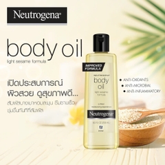 Neutrogena® Body Oil, Light Sesame Formula For Dry Skin: Tinh Dầu Dưỡng Thể Hương Mè Nhẹ Nhàng - Dưỡng Ẩm Sâu Cho Làn Da Khô