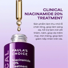Paula's Choice Clinical Niacinamide 20% Treatment: Tinh Chất Thu Nhỏ Lỗ Chân Lông & Sáng Mịn Bề Mặt Da