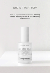 Transparent Oil Patrol Serum – Tinh Chất Kiểm Soát Dầu Nhờn, Thu Nhỏ Lỗ Chân Lông Và Giúp Da Mịn Màng