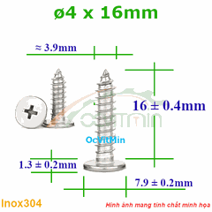 Vít Gỗ Bake Đầu Dẹp Mỏng ø 4x16mm - Vit Go Dau Pake Dep Mong