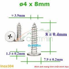 Vít Gỗ Bake Đầu Dẹp Mỏng ø 4x8mm - Vit Go Dau Pake Dep Mong