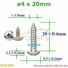 Vít Gỗ Bake Đầu Dù ø 4x20mm - Vit Go Dau Pake Du