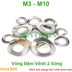 Vòng Đệm Vênh 2 Sóng M3M4M5M6M8M10 Inox 304