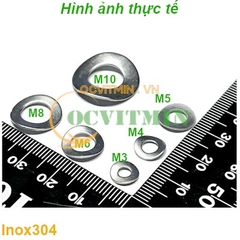 Vòng Đệm Vênh 2 Sóng M3M4M5M6M8M10 Inox 304