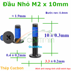 Ốc Bake Đầu Dẹp Nhỏ M2x10mm Thép Cacbon -  Oc PaKe Dau Dep Mong Nho