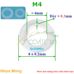 Vòng Đệm Nhựa Mỏng M4 Dày 0.3mm - Vong Dem Long Den Nhua Mong