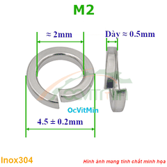 Vòng Đệm Vênh M2 Inox304 - Vong Dem Long Den Venh