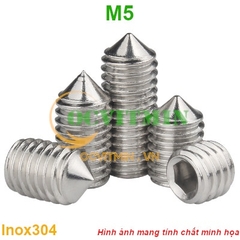 Vít Trí Đầu Nhọn M5 Lục Giác Chìm Inox304