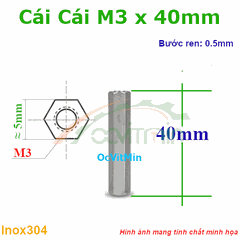 Trụ Inox304 Cái Cái Lục Giác M3x40mm - Tru Cai Cai