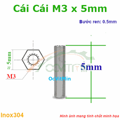 Trụ Inox304 Cái Cái Lục Giác M3x5mm - Tru Cai Cai