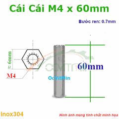 Trụ Inox304 Cái Cái Lục Giác M4x60mm - Tru Cai Cai