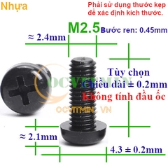 Ốc Bake Bằng Nhựa Đầu Tròn M2.5 M3