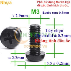Ốc Bake Bằng Nhựa Đầu Tròn M2.5 M3