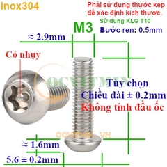 Ốc Lục Giác Bông M3 Có Kim Ở Giữa Inox 304