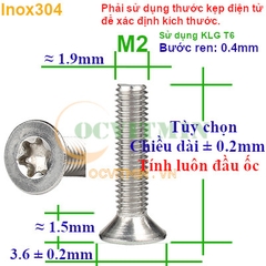 Ốc Lục Giác Bông M2 M2.5 Lục Giác Sao Inox 304