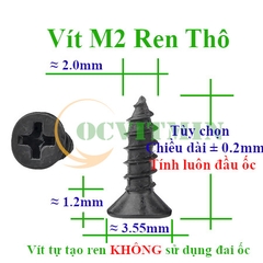 Vít Bake Đầu Bằng Ren Xoắn M2 Thép Cacbon
