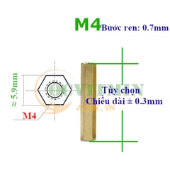 Trụ Đồng Đực Cái, Cái Cái M4 Cọc Đồng Lục Giác M4 Ốc Đồng