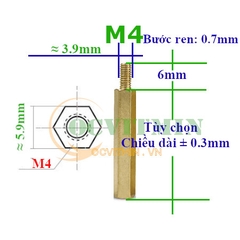 Trụ Đồng Đực Cái, Cái Cái M4 Cọc Đồng Lục Giác M4 Ốc Đồng
