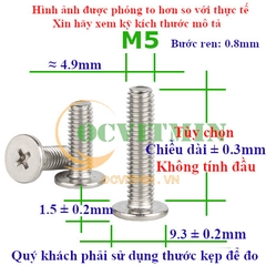 Ốc Bake Đầu Dẹp Mỏng M5 Inox304
