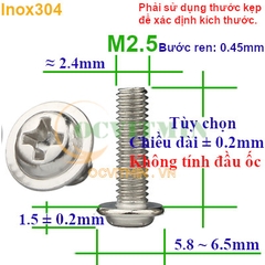 Ốc Vít Bake Điện Tử M2 M2.5 M3 Inox 304