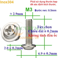 Ốc Vít Bake Điện Tử M2 M2.5 M3 Inox 304