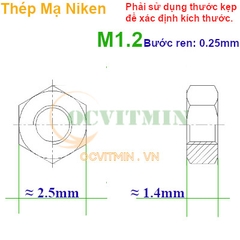 Đai ốc M1 M1.2 M1.4 M1.6 Ecu Lục Giác Tán Thép Mạ NiKen