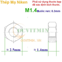 Đai ốc M1 M1.2 M1.4 M1.6 Ecu Lục Giác Tán Thép Mạ NiKen
