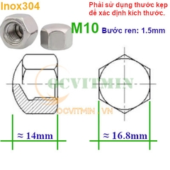Đai Ốc Hình Nắp M3 M4 M5 M6 M8 M10 Inox 304