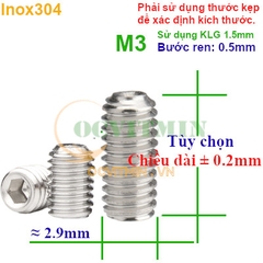 Vít Trí Đầu Lõm M3 Lục Giác Chìm Inox 304