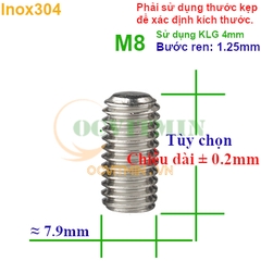 Vít Trí Đầu Bằng M8 Lục Giác Chìm Inox 304