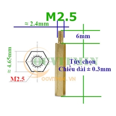 Trụ Đồng Đực Cái, Cái Cái M2.5 Cọc Đồng Lục Giác M2.5