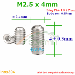 Vít Trí Đuôi Lõm M2.5x4mm Inox304 - Vit Tri Duoi Lom