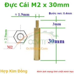 Trụ Đồng Đực Cái Lục Giác M2x30mm - Tru Dong Duc Cai Luc Giac