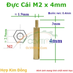 Trụ Đồng Đực Cái Lục Giác M2x4mm - Tru Dong Duc Cai Luc Giac