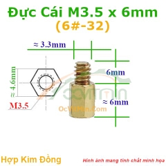 Trụ Đồng Đực Cái Lục Giác M3.5x6mm - Tru Dong Duc Cai Luc Giac