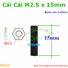 Trụ Nhựa Cái Cái Lục Giác M2.5x15mm - Tru Nhua Cai Cai Luc Giac