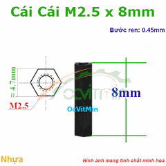 Trụ Nhựa Cái Cái Lục Giác M2.5x8mm - Tru Nhua Cai Cai Luc Giac