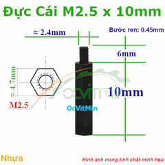 Trụ Nhựa Đực Cái Lục Giác M2.5x10mm - Tru Nhua Duc Cai Luc Giac