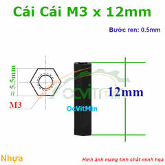Trụ Nhựa Cái Cái Lục Giác M3x12mm - Tru Nhua Cai Cai Luc Giac