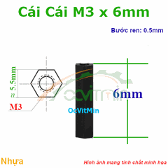 Trụ Nhựa Cái Cái Lục Giác M3x6mm - Tru Nhua Cai Cai Luc Giac